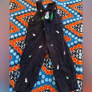 Christmas Holiday Boys Black Corduroy very soft with snowman, Santa